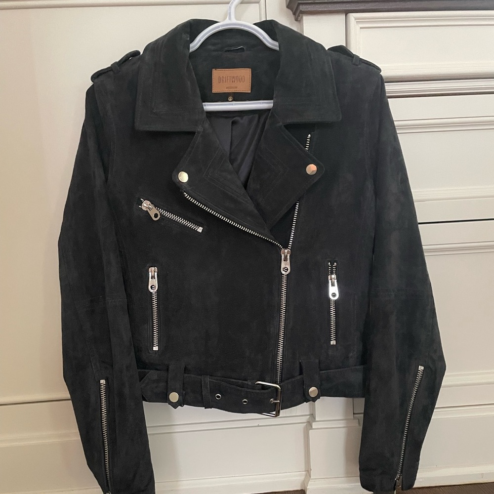 Driftwood suede navy jacket